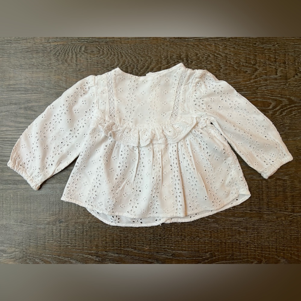 Zara eyelet blouse white
